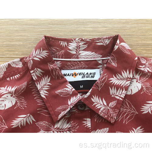 Camisa de manga corta con estampado 100% algodón para hombre